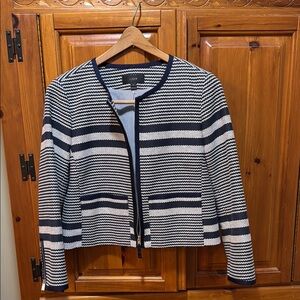 J. Crew Women's Navy and White Striped Blazer